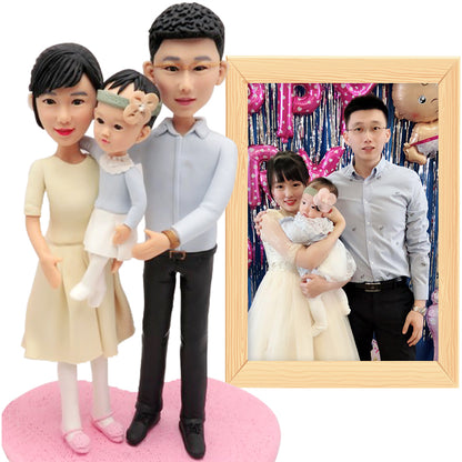 Fully Customize Figure Bobblehead - 2 Person & 1 Pet