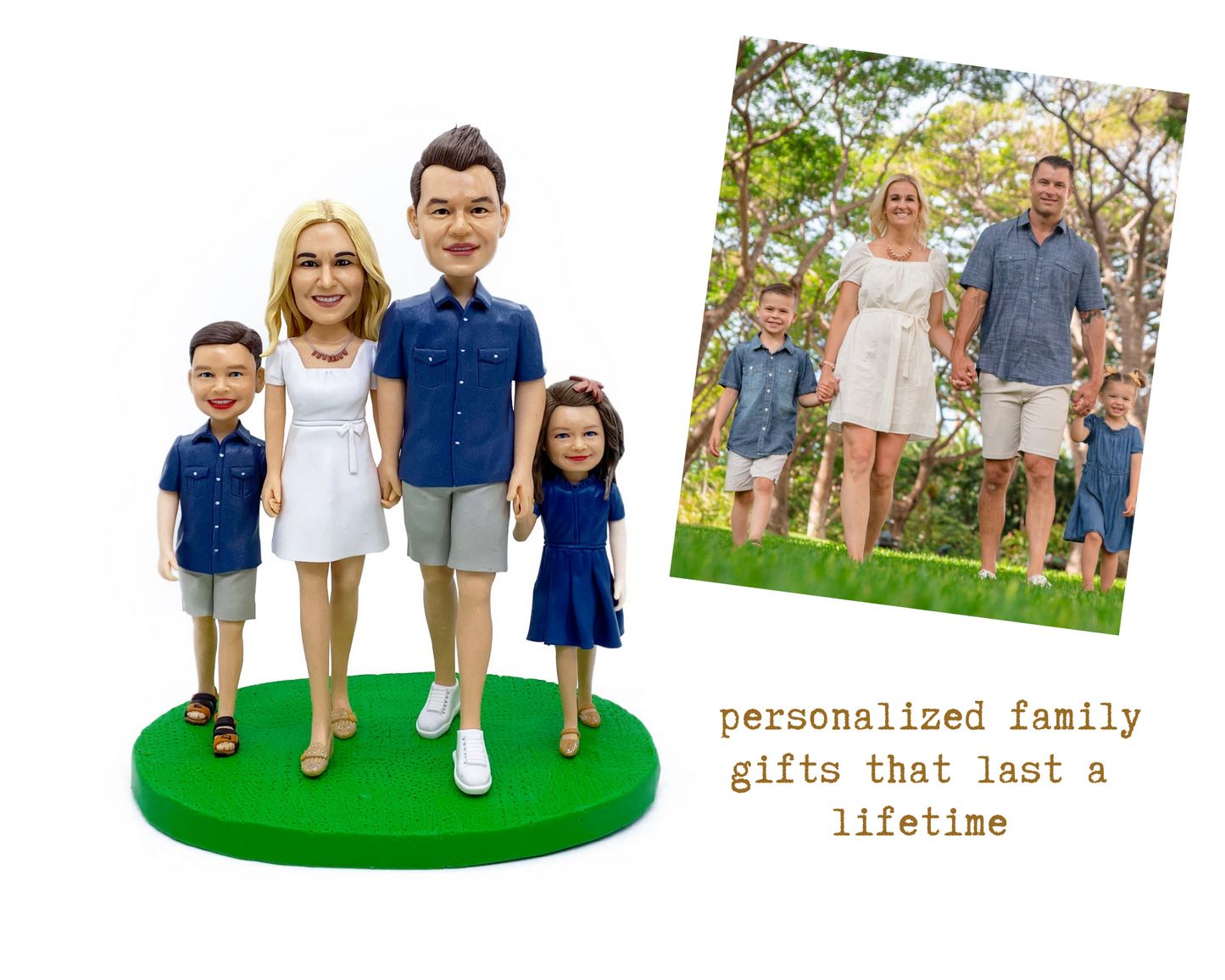 Figura Bobblehead personalizada para padres e hijos de familia 